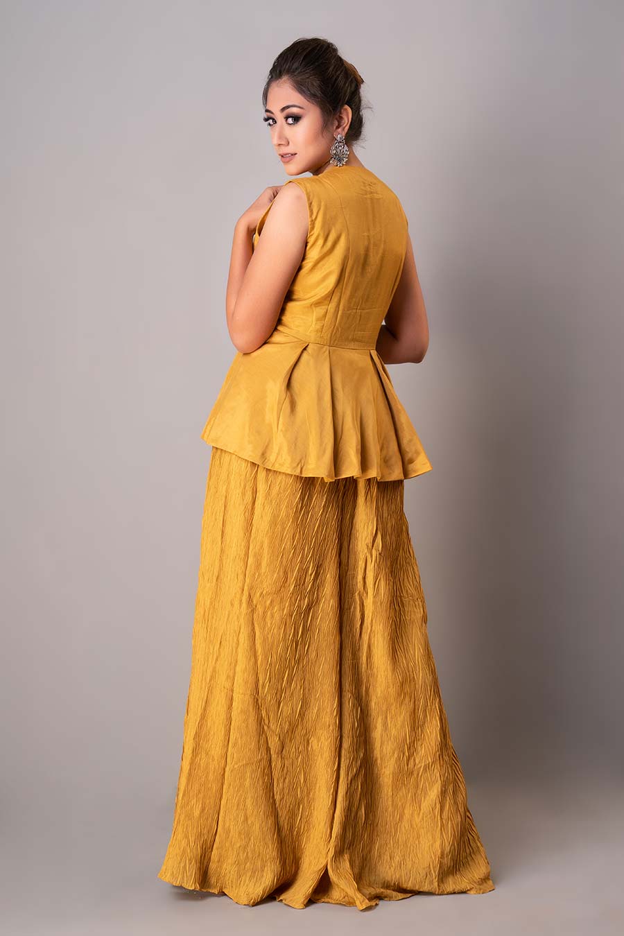 Mustard Embroidered 3 Piece Co-Ord Set