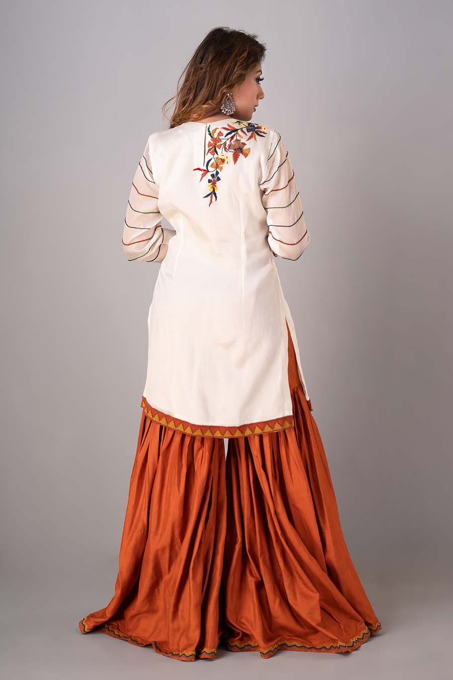 Multicolour Embroidered Kurta & Gharara Set