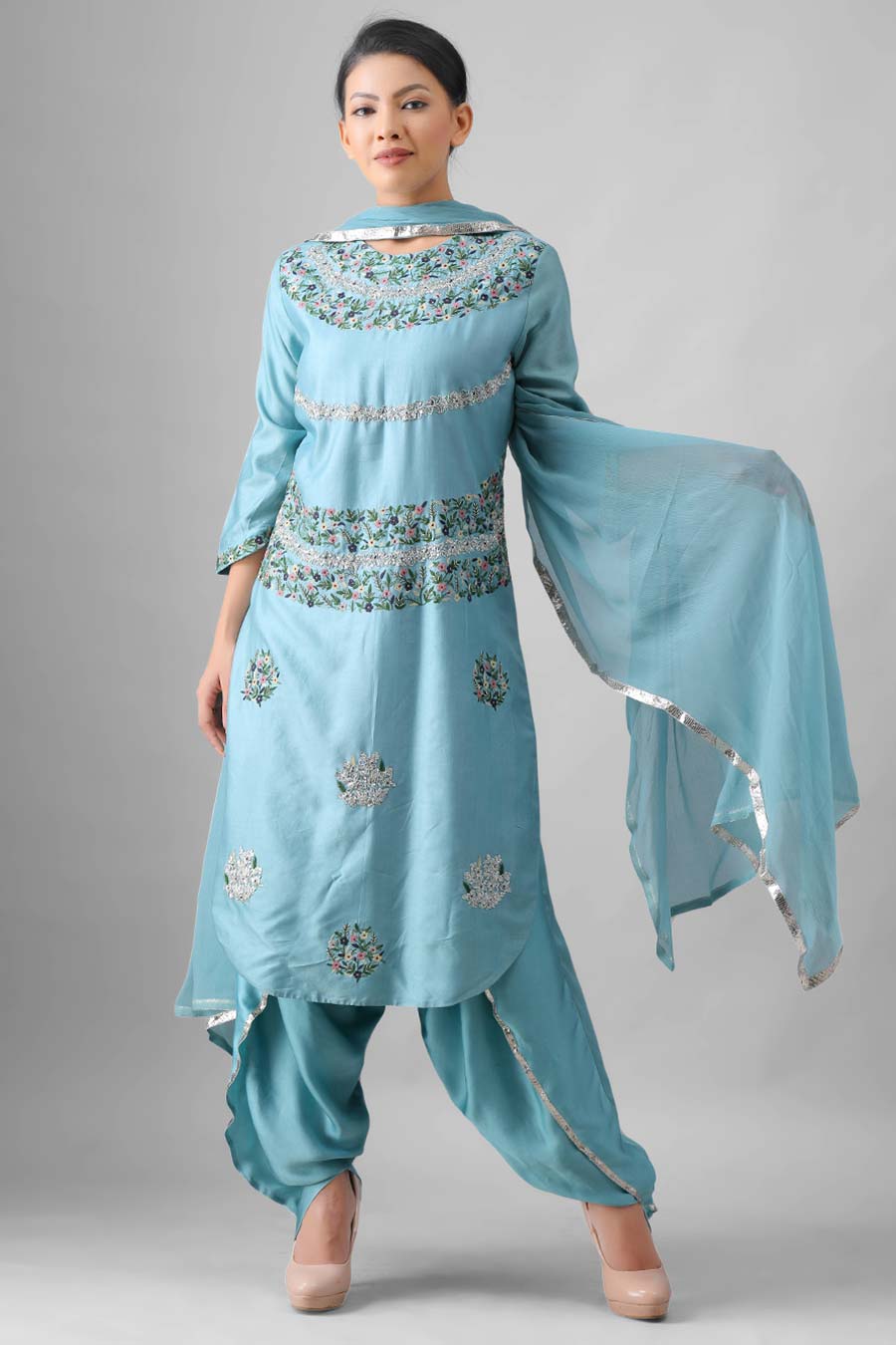 Light Blue Embroidered Kurta Set