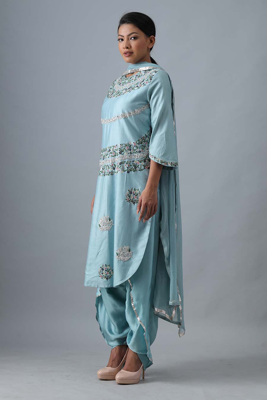 Light Blue Embroidered Kurta Set