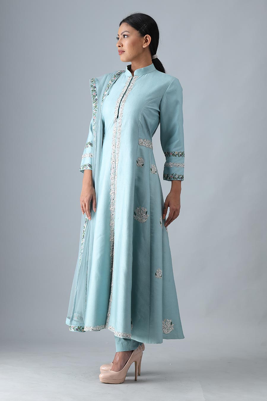 Light Blue Embroidered Kurta Set