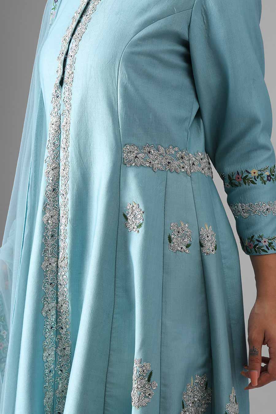 Light Blue Embroidered Kurta Set