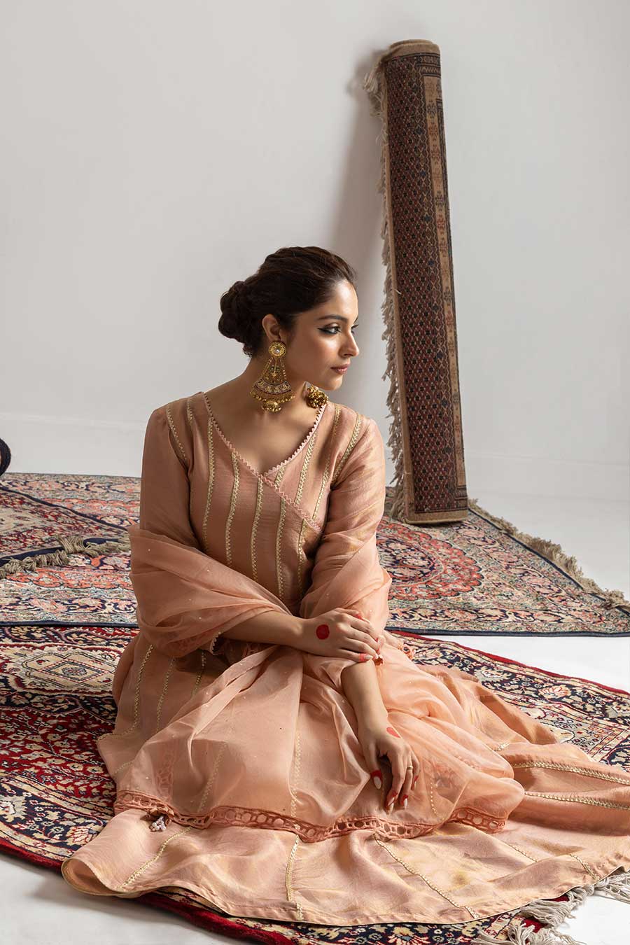Pranavi Peach Embroidered Anarkali Set
