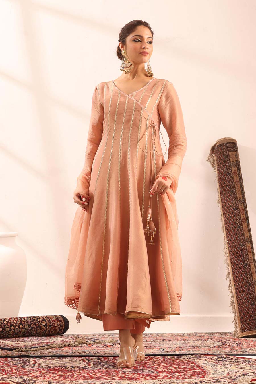 Pranavi Peach Embroidered Anarkali Set