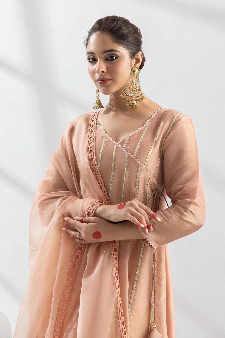 Pranavi Peach Embroidered Anarkali Set