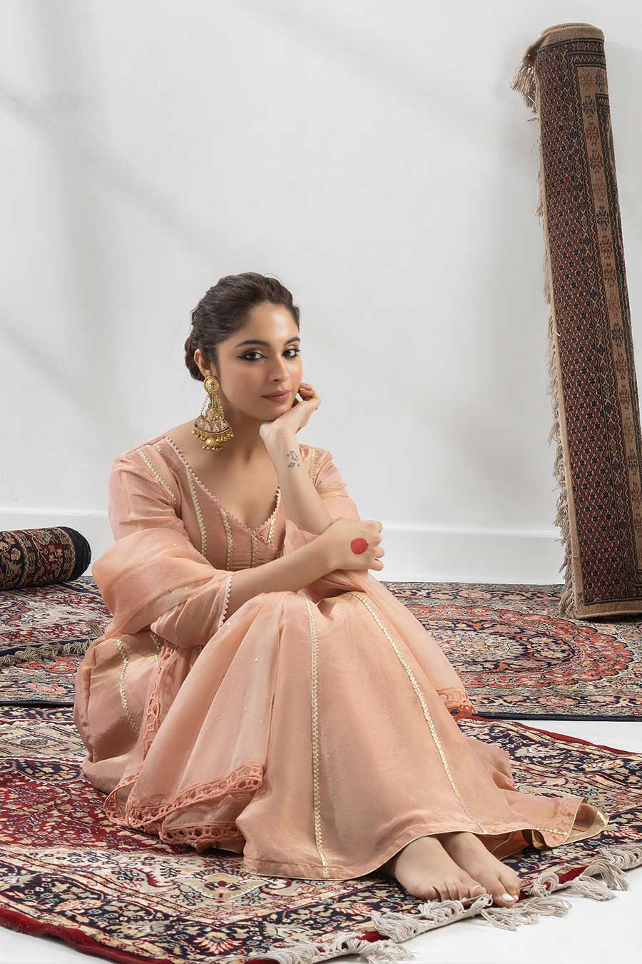 Pranavi Peach Embroidered Anarkali Set
