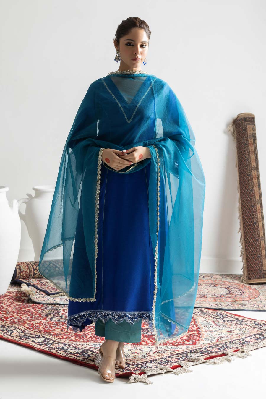 Sharvani Royal Blue Embroidered Kurta Set