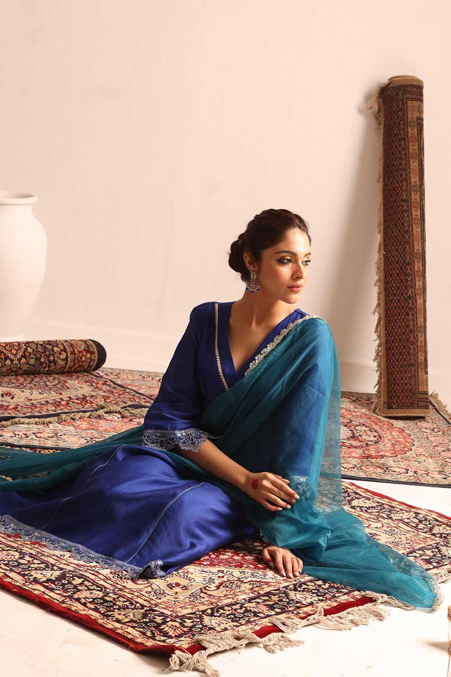 Sharvani Royal Blue Embroidered Kurta Set