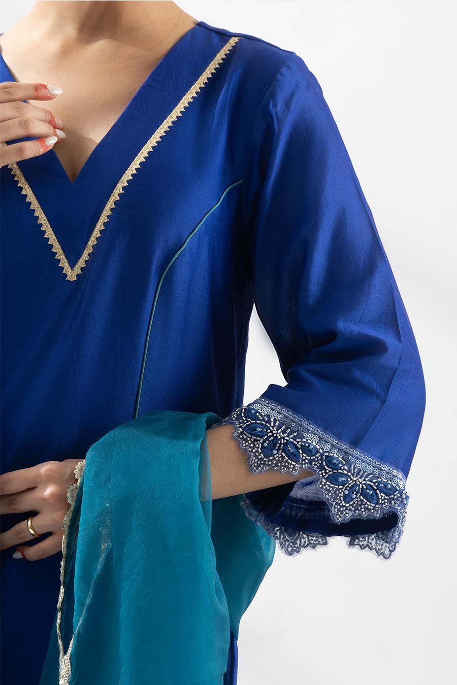 Sharvani Royal Blue Embroidered Kurta Set