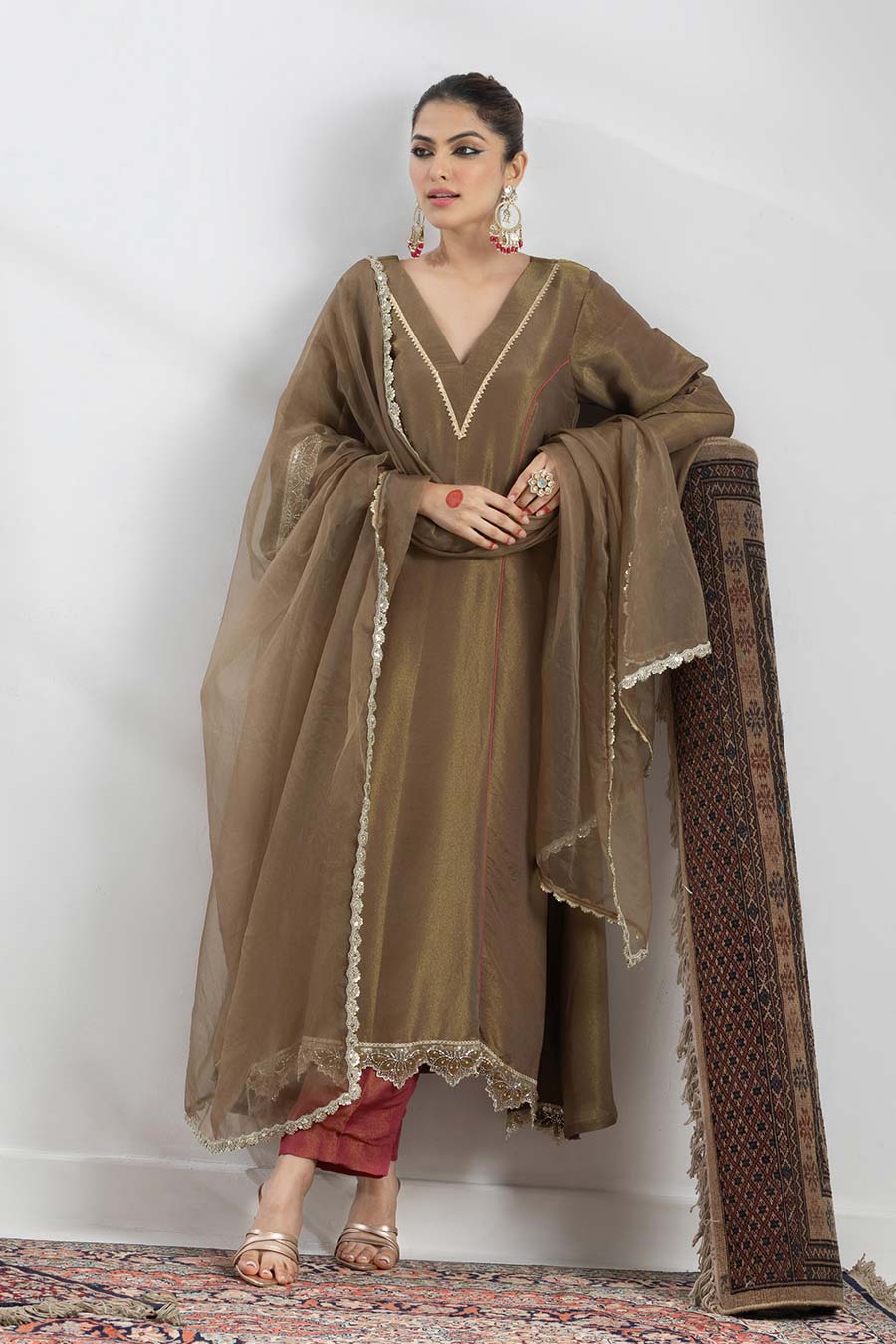 Prakriti Brown Embroidered Kurta Set