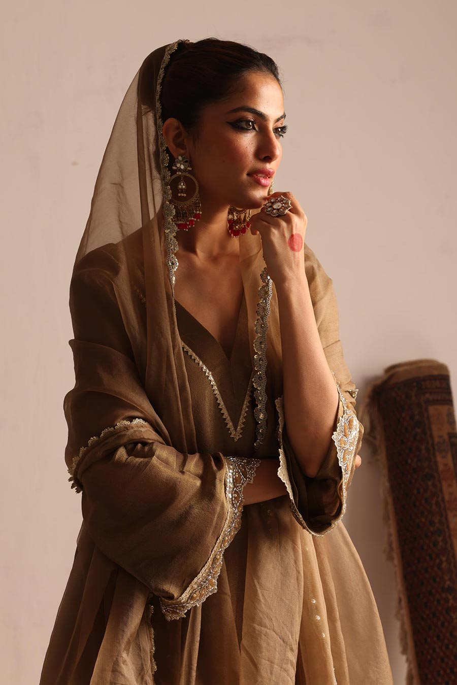 Prakriti Brown Embroidered Kurta Set