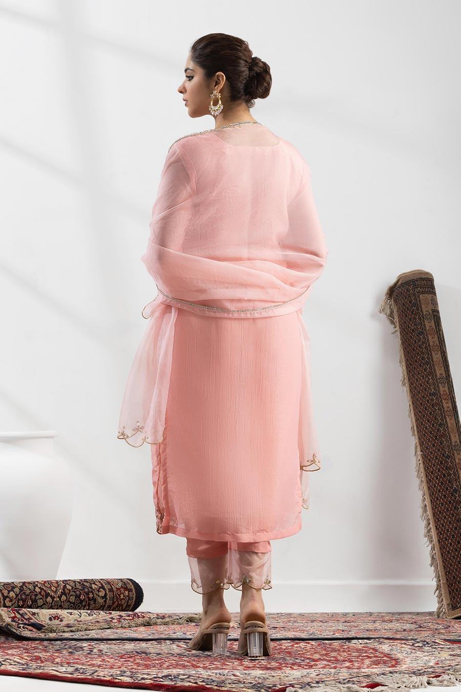 Noora Pink Embellished Kurta Set
