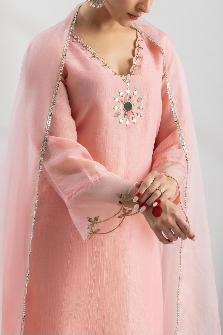 Noora Pink Embellished Kurta Set