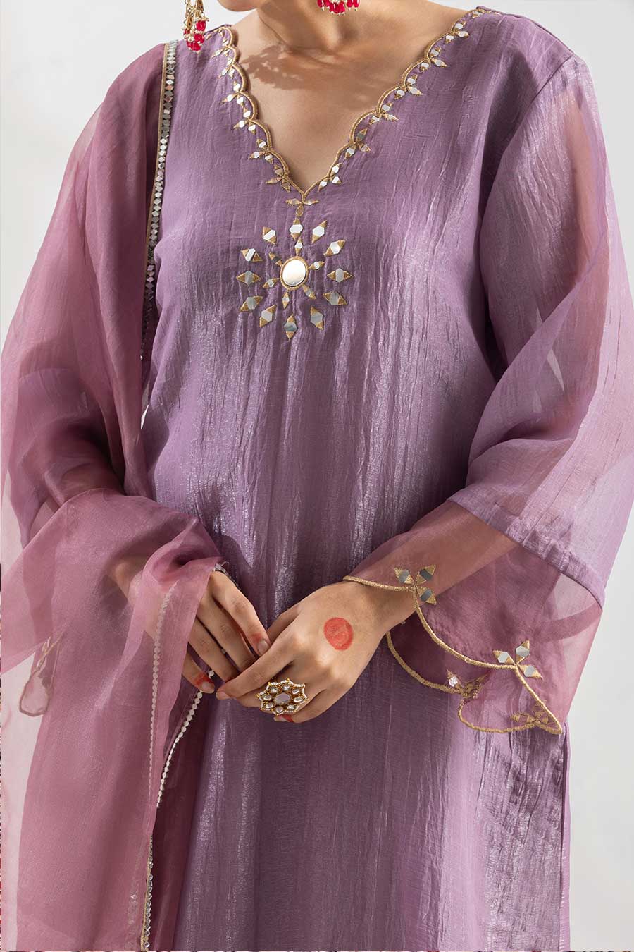 Roshni Purple Embellished Kurta Set