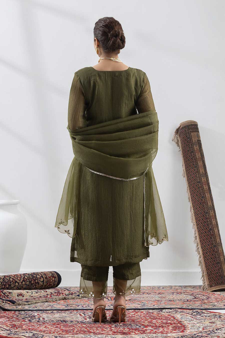 Arunima Dark Green Embellished Kurta Set