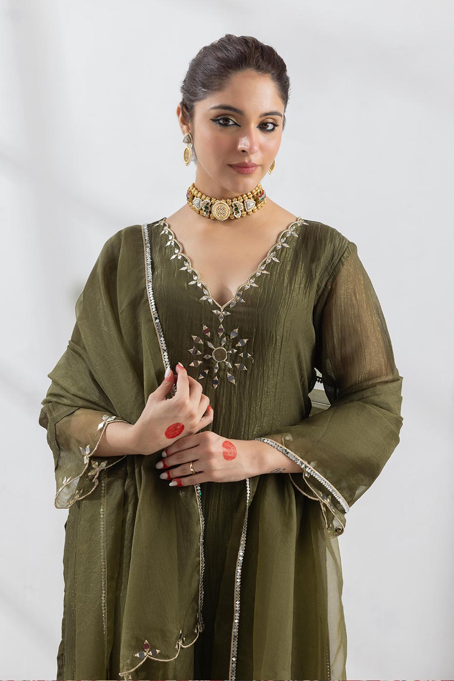 Arunima Dark Green Embellished Kurta Set