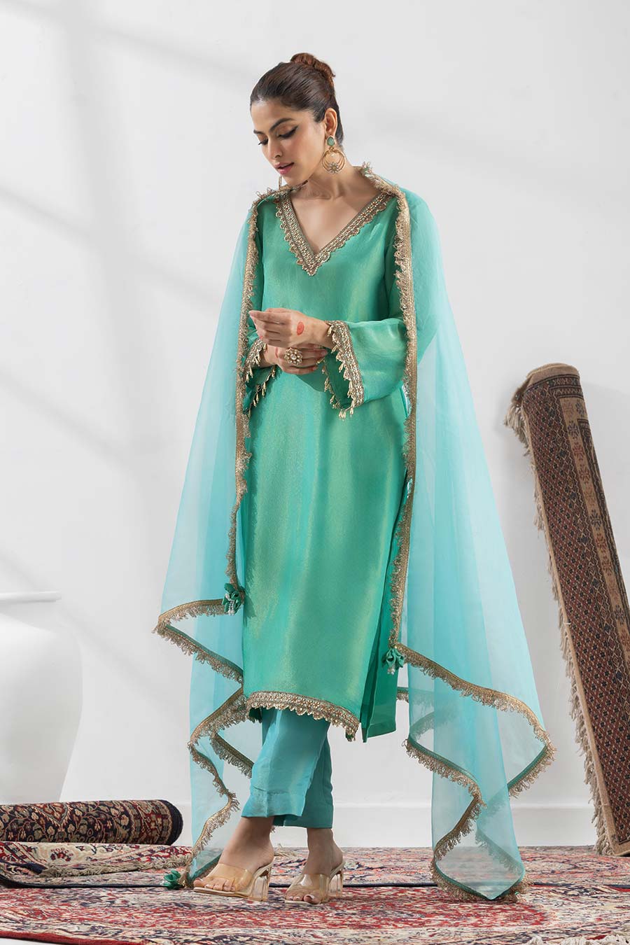 Indrani Green Embellished Kurta Set