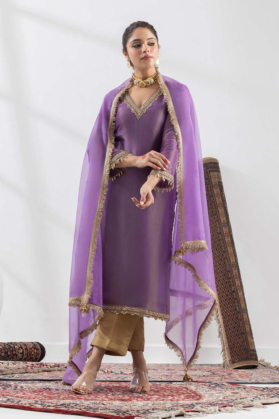 Lavanya Purple Embellished Kurta Set