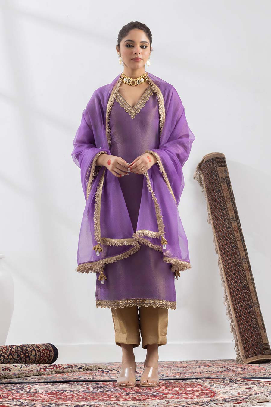 Lavanya Purple Embellished Kurta Set