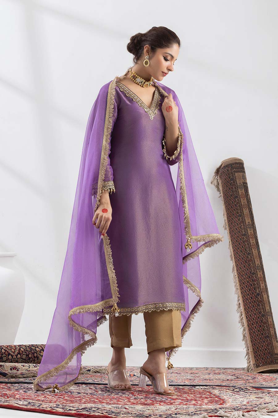 Lavanya Purple Embellished Kurta Set