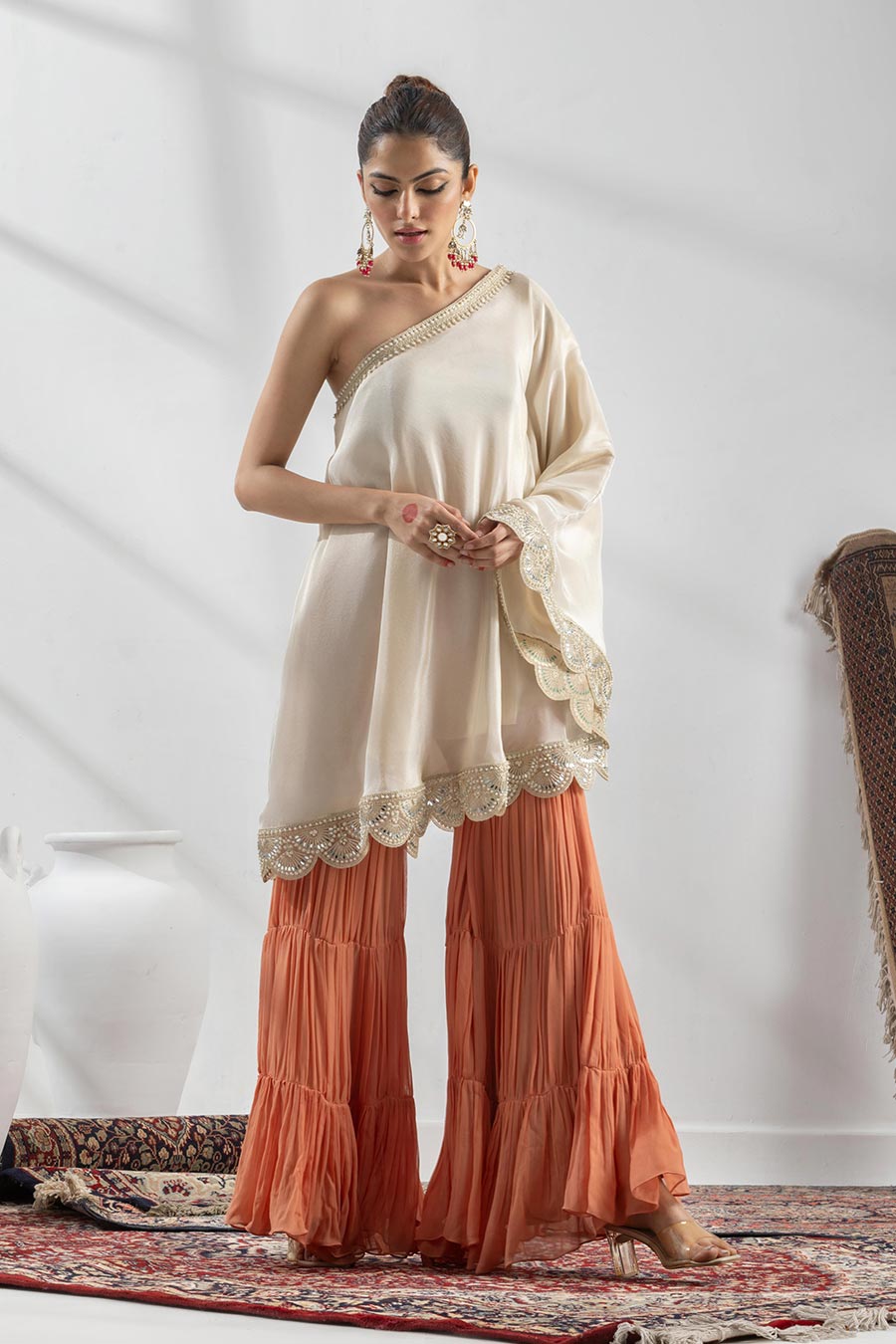 Mihira Off-Shoulder Embellished Gharara Set