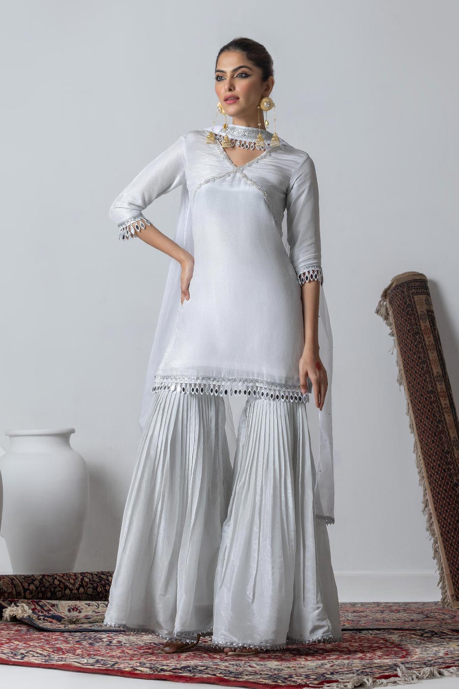 Chandni Silver Embellished Gharara Set