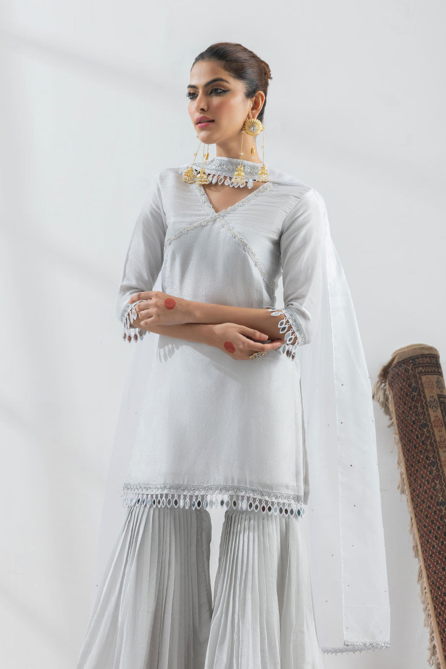 Chandni Silver Embellished Gharara Set