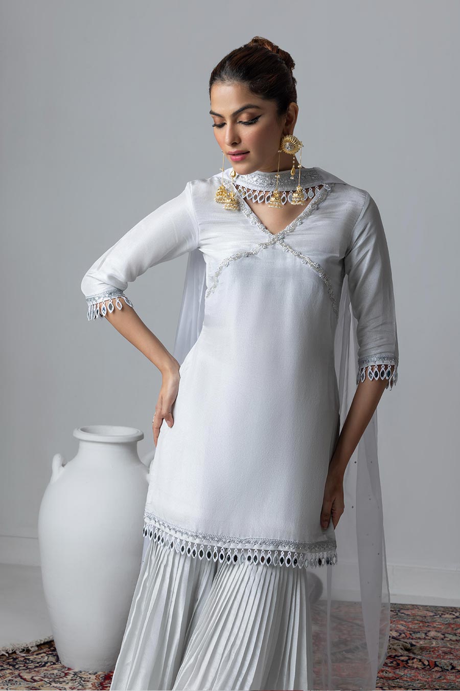 Chandni Silver Embellished Gharara Set