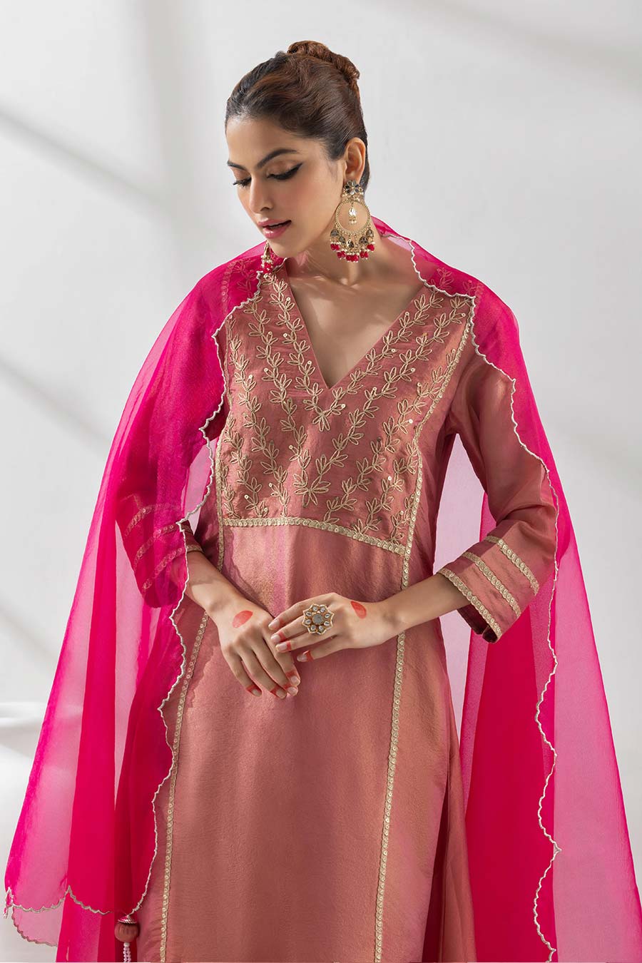 Adrika Pink Embellished Kurta Set