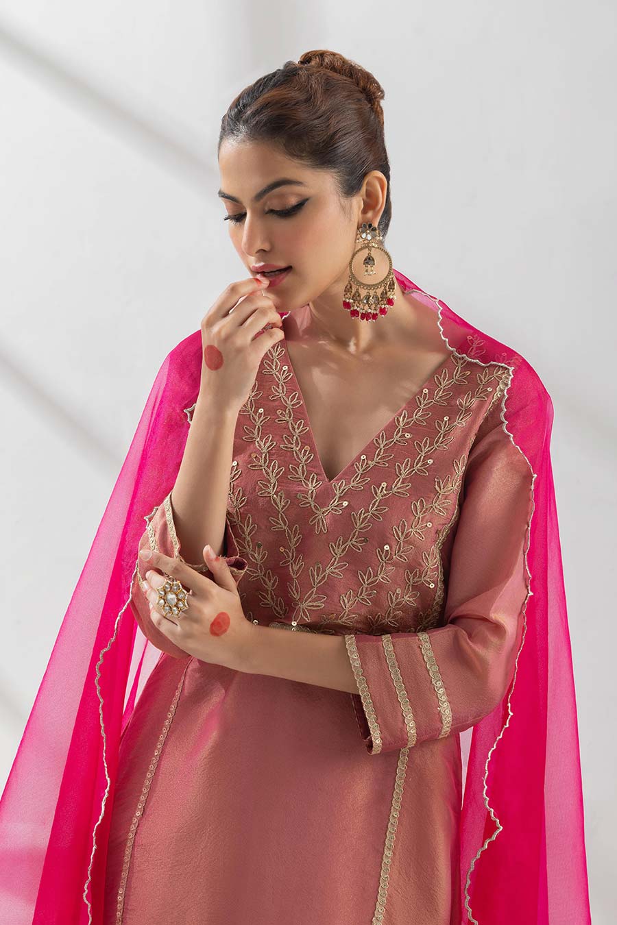 Adrika Pink Embellished Kurta Set