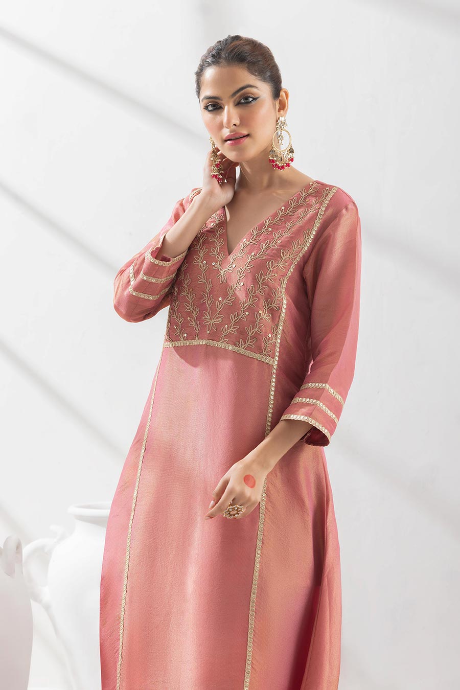 Adrika Pink Embellished Kurta Set