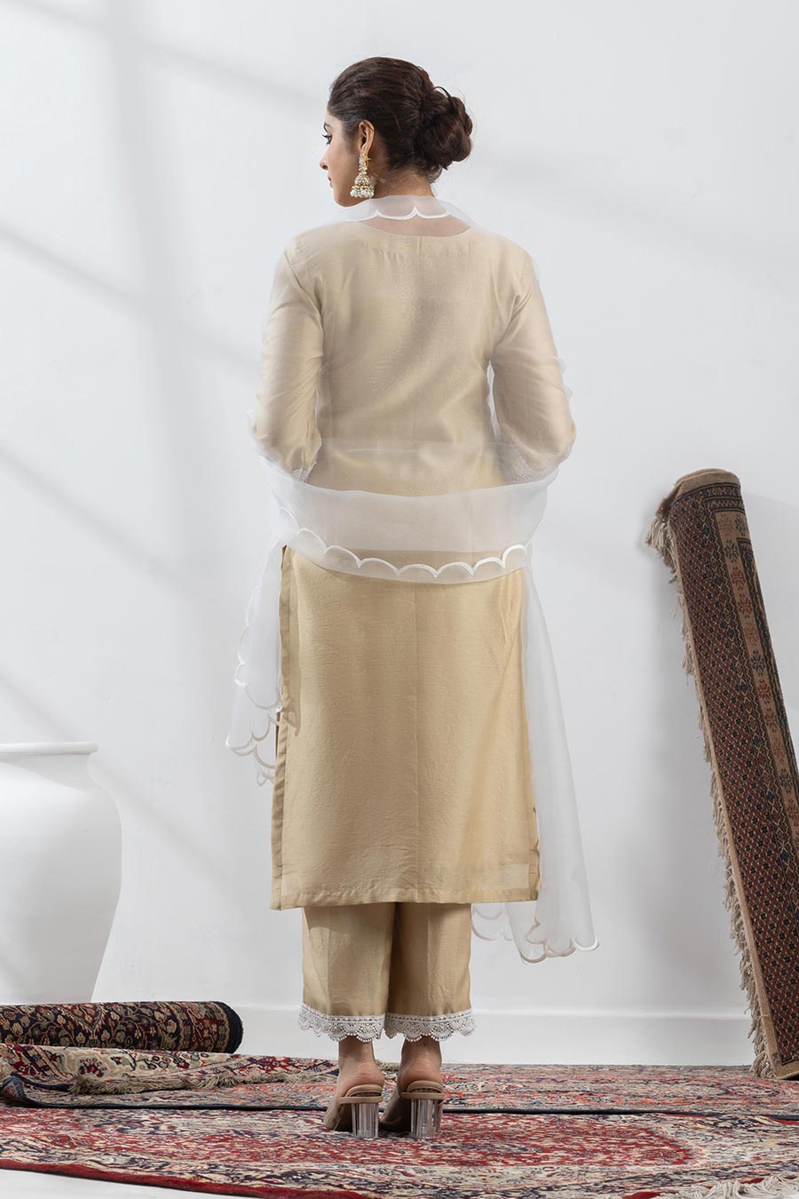 Krishvi Beige Embroidered Kurta Set