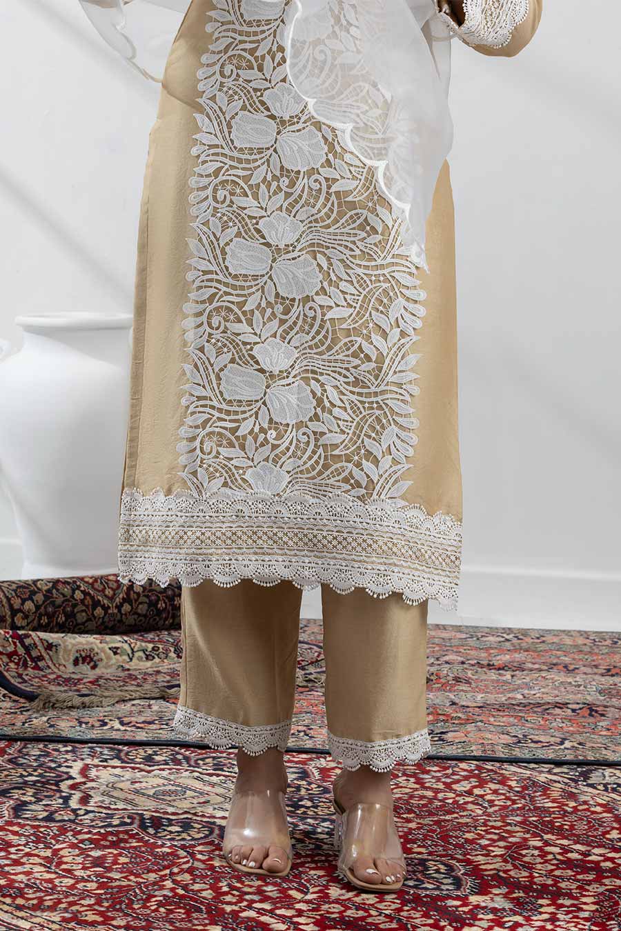 Krishvi Beige Embroidered Kurta Set