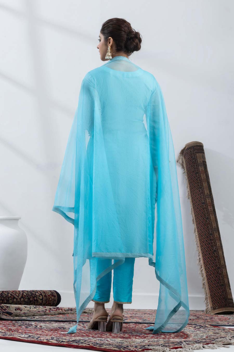 Samaira Blue Embellished Kurta Dhoti Set