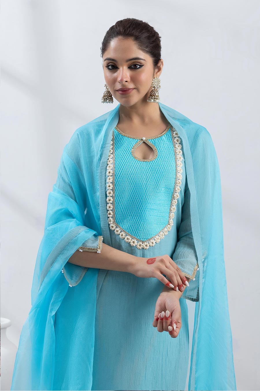 Samaira Blue Embellished Kurta Dhoti Set