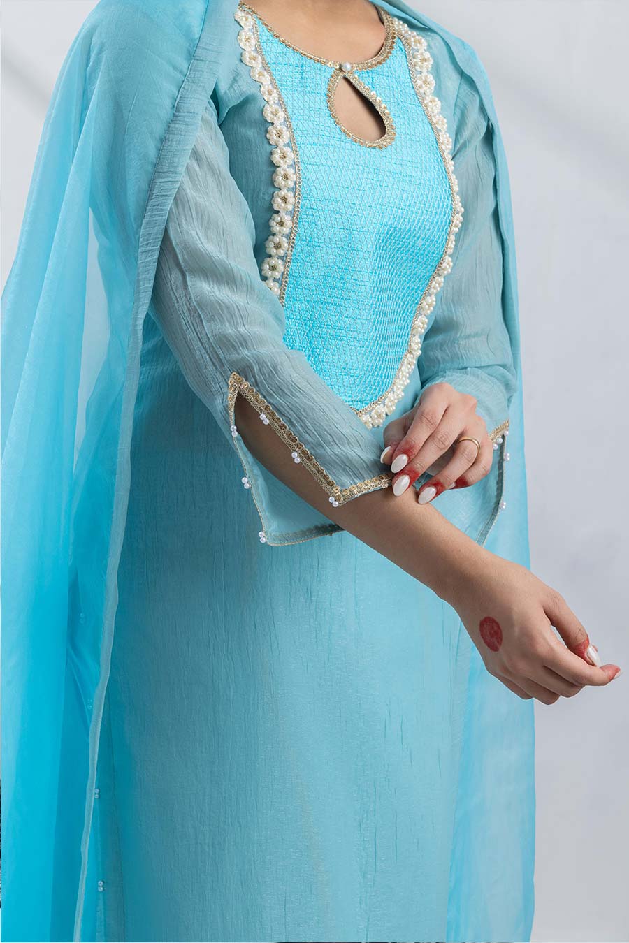 Samaira Blue Embellished Kurta Dhoti Set