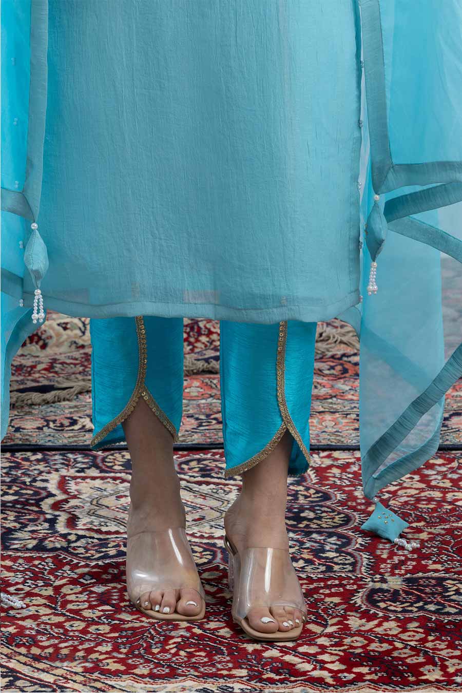 Samaira Blue Embellished Kurta Dhoti Set