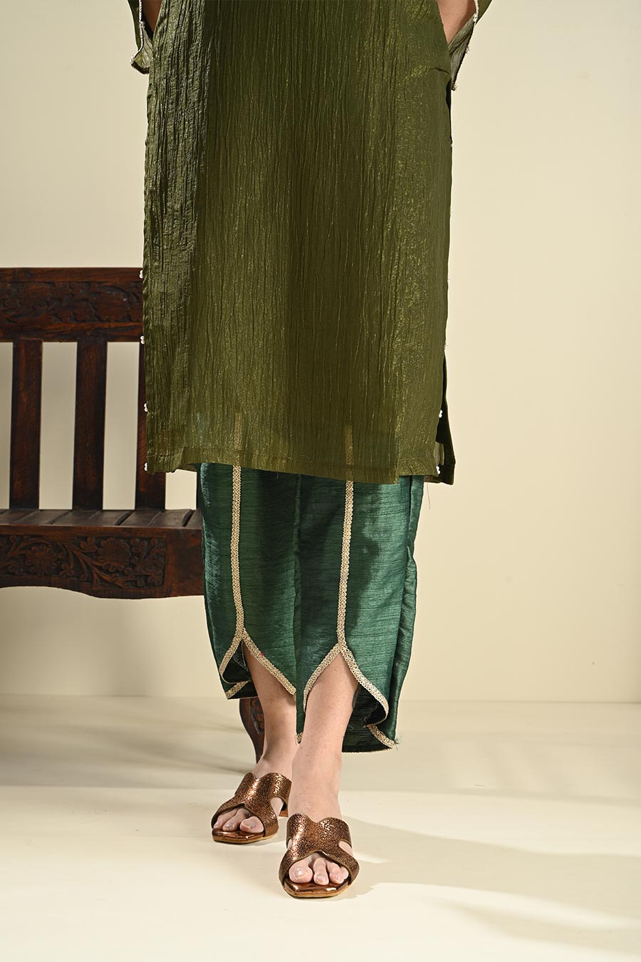 Khubani Green Embellished Kurta Dhoti Set