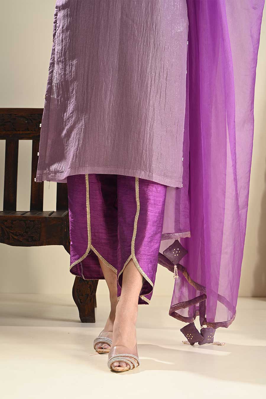 Amaltus Purple Embellished Kurta Dhoti Set