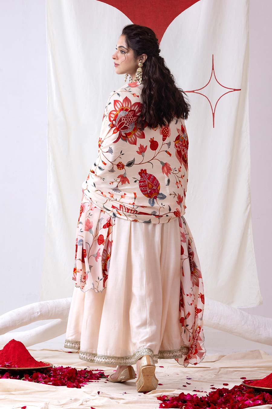 Amrita Ivory Embellished Angrakha Anarkali Set