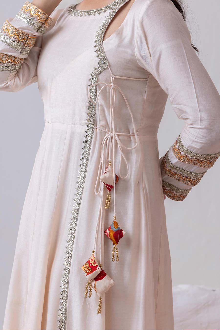Amrita Ivory Embellished Angrakha Anarkali Set