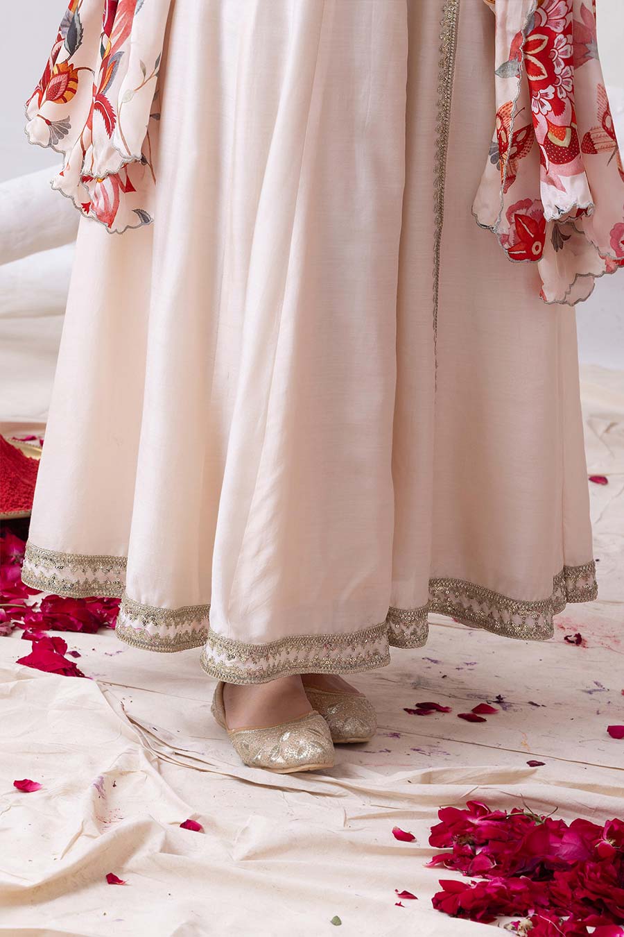 Amrita Ivory Embellished Angrakha Anarkali Set