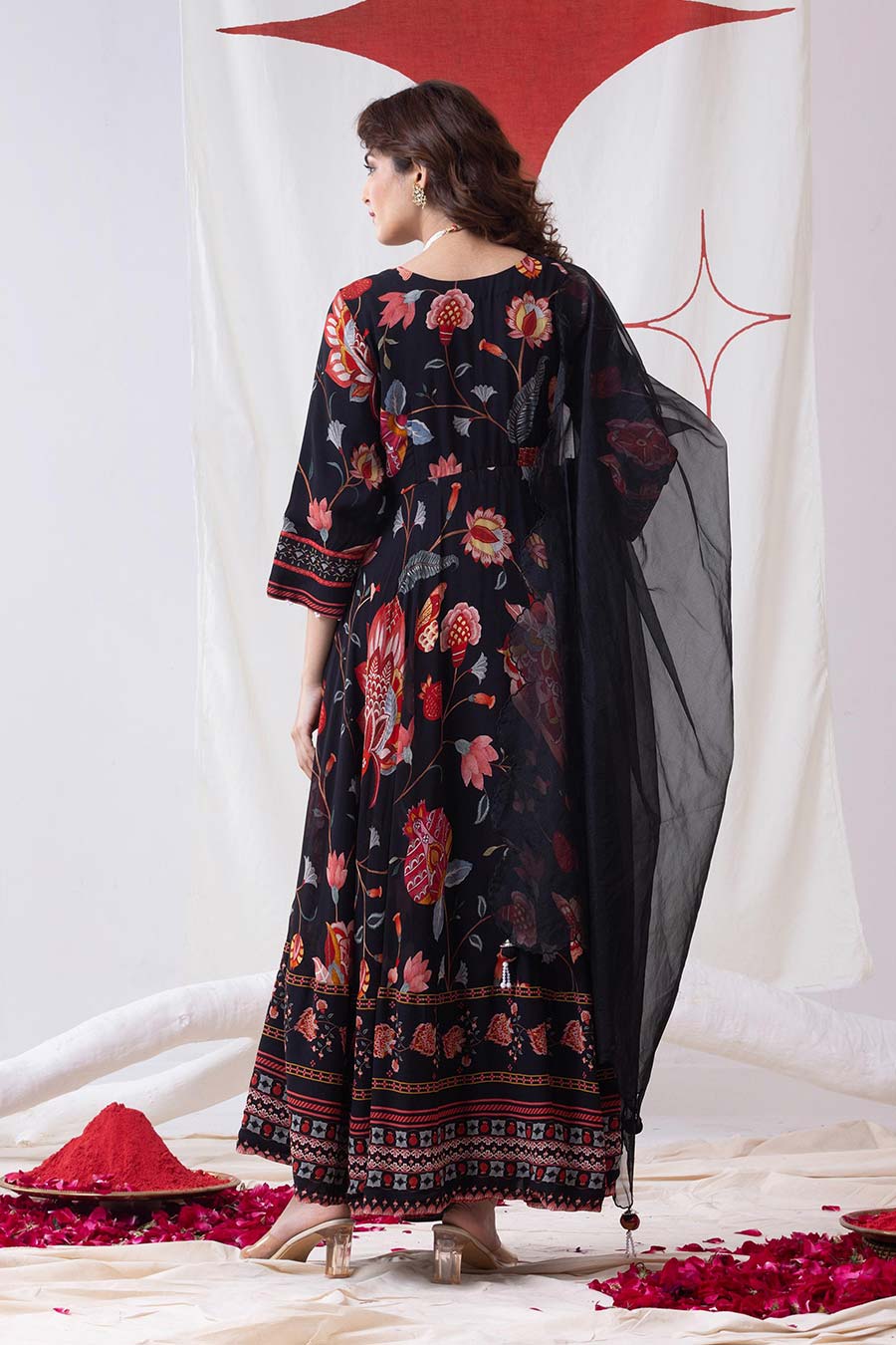 Bahar Black Printed Anarkali Set
