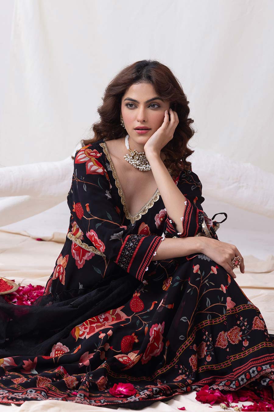 Bahar Black Printed Anarkali Set