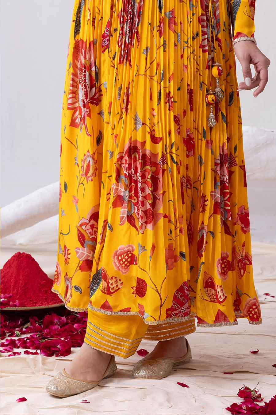 Gulnaar Yellow Printed Angrakha Anarkali Set