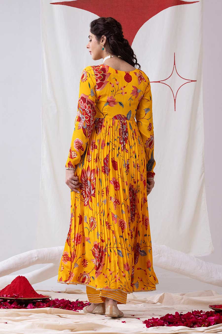 Gulnaar Yellow Printed Angrakha Anarkali Set