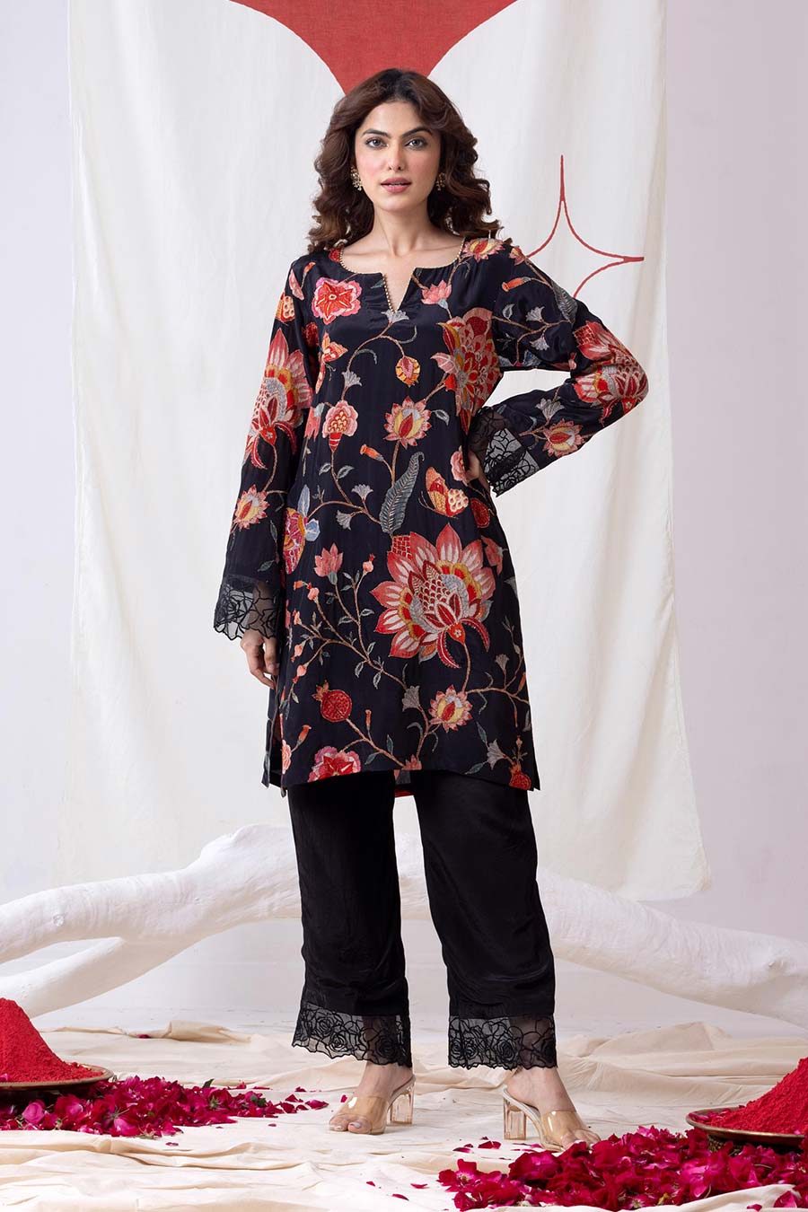 Pankhuri Black Printed Kurta Set
