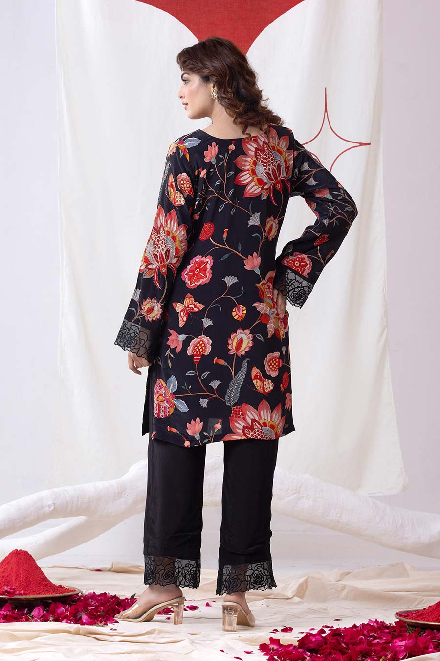 Pankhuri Black Printed Kurta Set