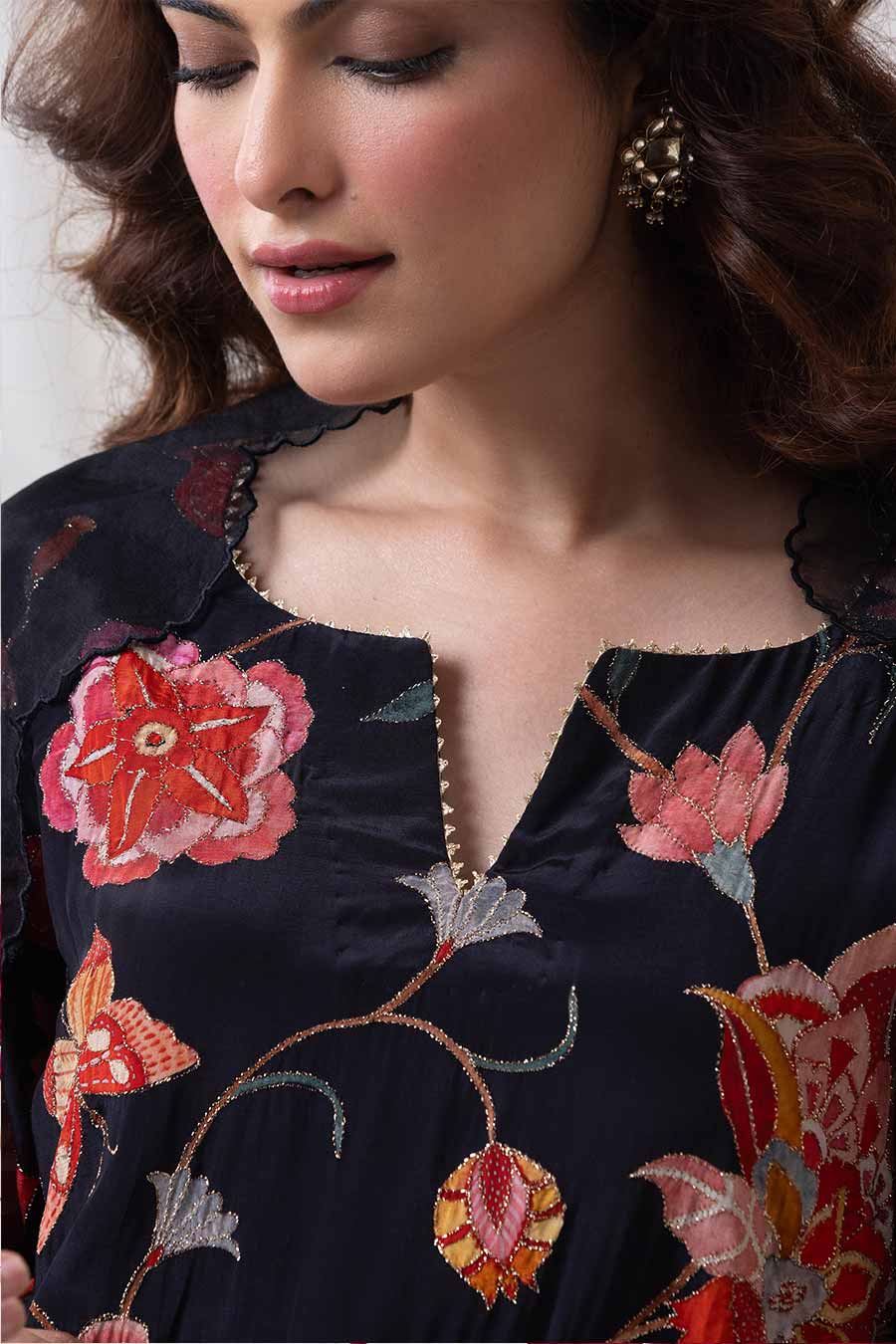 Pankhuri Black Printed Kurta Set