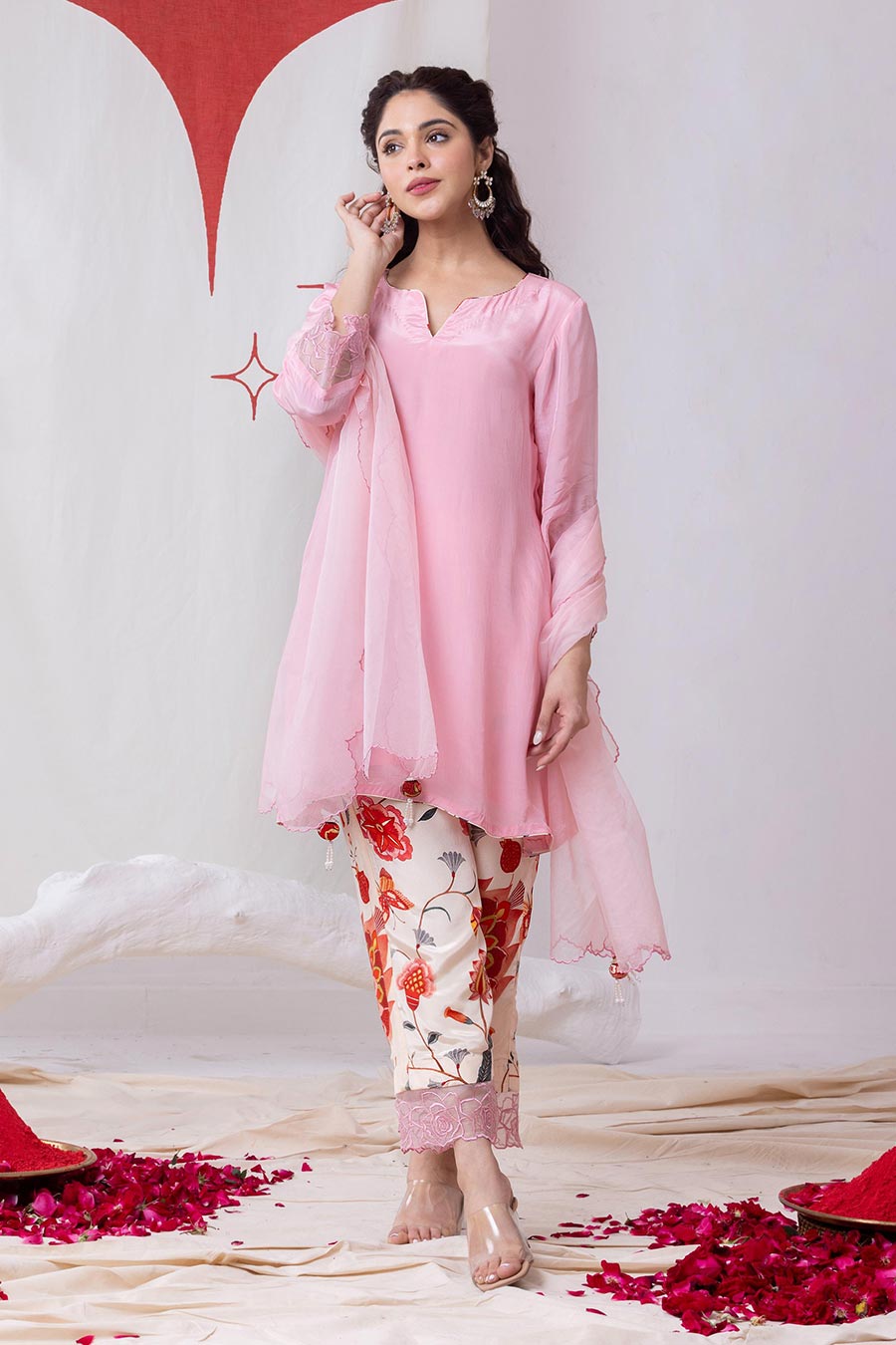 Padma Light Pink Embellished Kurta Set